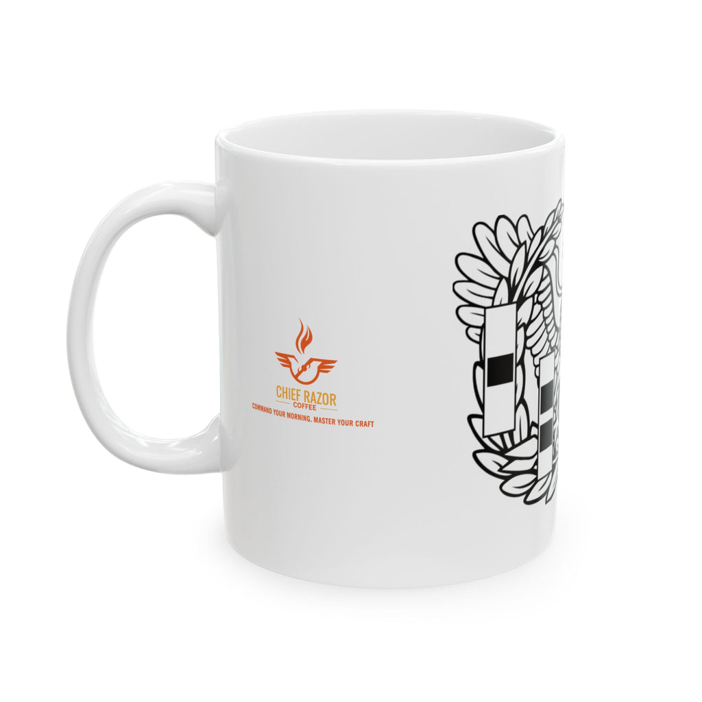 Eagle Crest Ceramic Mug — Black Line Art Heraldic Emblem (11oz & 15oz)
