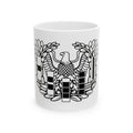 Eagle Crest Ceramic Mug — Black Line Art Heraldic Emblem (11oz & 15oz)